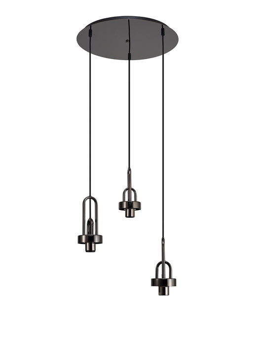 C-Lighting Chisel 2m Round Suspension Kit, 3 x E27, Black Chrome/Matt Black - 42523