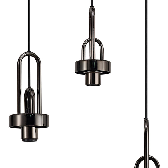 C-Lighting Chisel 2m Round Suspension Kit, 3 x E27, Black Chrome/Matt Black - 42523
