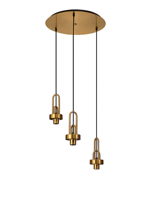 C-Lighting Chisel 2m Round Suspension Kit, 3 x E27, Brass Gold/Matt Black - 42524