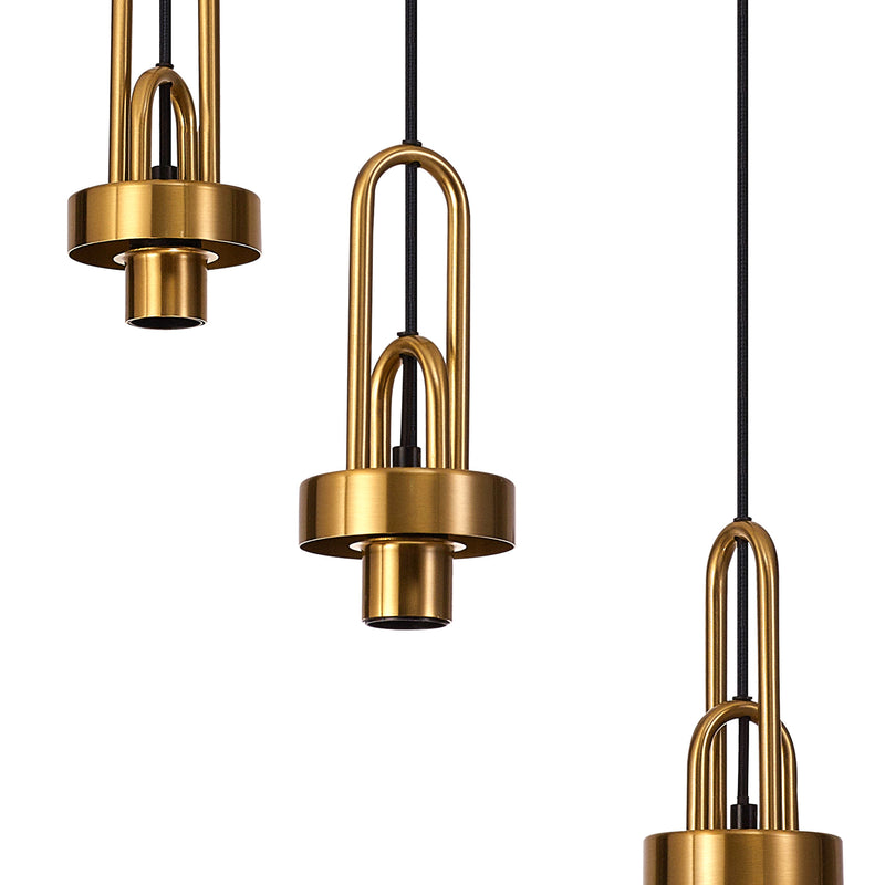 Load image into Gallery viewer, C-Lighting Chisel 2m Round Suspension Kit, 3 x E27, Brass Gold/Matt Black - 42524
