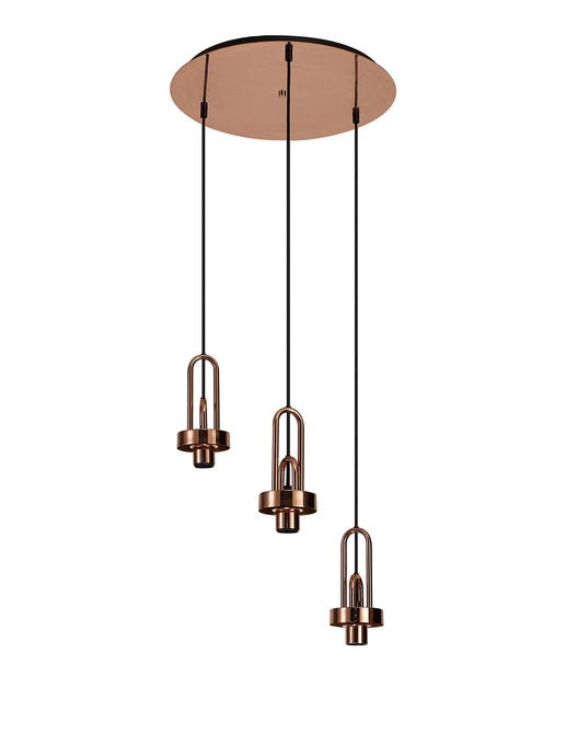 C-Lighting Chisel 2m Round Suspension Kit, 3 x E27, Copper/Matt Black - 42525