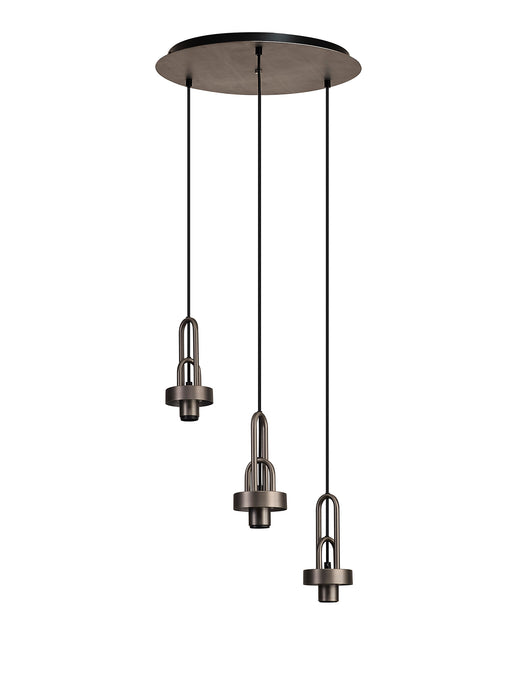 C-Lighting Chisel 2m Round Suspension Kit, 3 x E27, Antique Silver/Matt Black - 42526