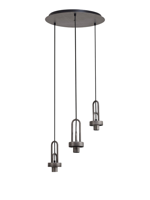 C-Lighting Chisel 2m Round Suspension Kit, 3 x E27, Aged Pewter/Matt Black - 42527