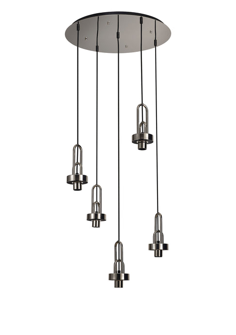 C-Lighting Chisel 2.5m Round Suspension Kit, 5 x E27, Polished Nickel - 42529