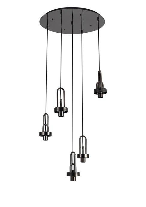 C-Lighting Chisel 2.5m Round Suspension Kit, 5 x E27, Black Chrome - 42530