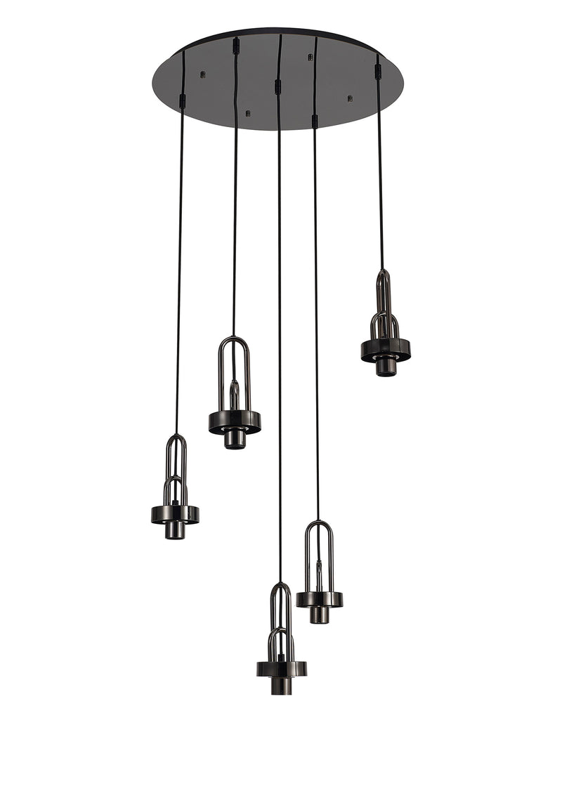Load image into Gallery viewer, C-Lighting Chisel 2.5m Round Suspension Kit, 5 x E27, Black Chrome - 42530

