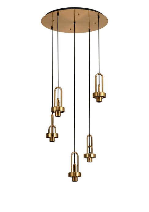 C-Lighting Chisel 2.5m Round Suspension Kit, 5 x E27, Brass Gold - 42531