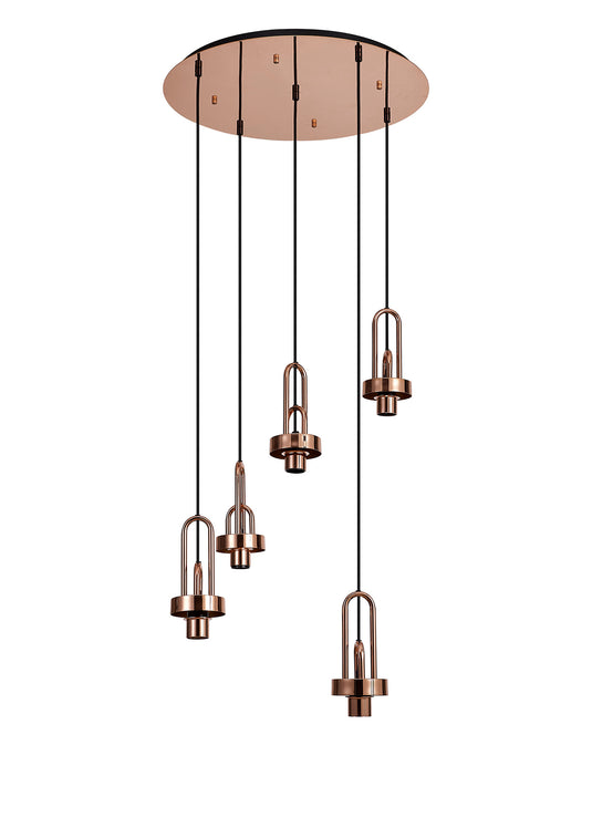 C-Lighting Chisel 2.5m Round Suspension Kit, 5 x E27, Copper - 42532