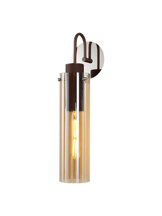 C-Lighting Bridge Slim Single Switched Wall Lamp, 1 Light, E27, Mocha / Amber Glass - 42732