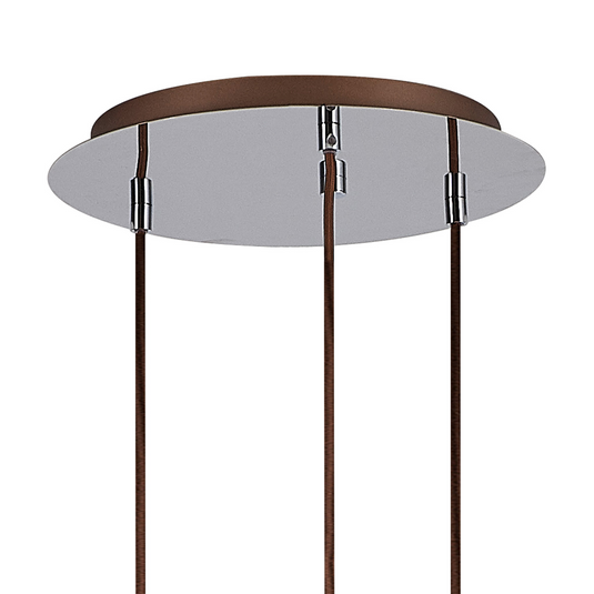 C-Lighting Bridge Slim Round Pendant, 3 Light Adjustable E27, Mocha / Amber Glass - 42733