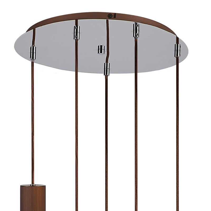 Load image into Gallery viewer, C-Lighting Bridge Slim Round Pendant, 5 Light Adjustable E27, Mocha / Amber Glass - 42734
