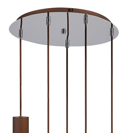 C-Lighting Bridge Slim Round Pendant, 5 Light Adjustable E27, Mocha / Amber Glass - 42734