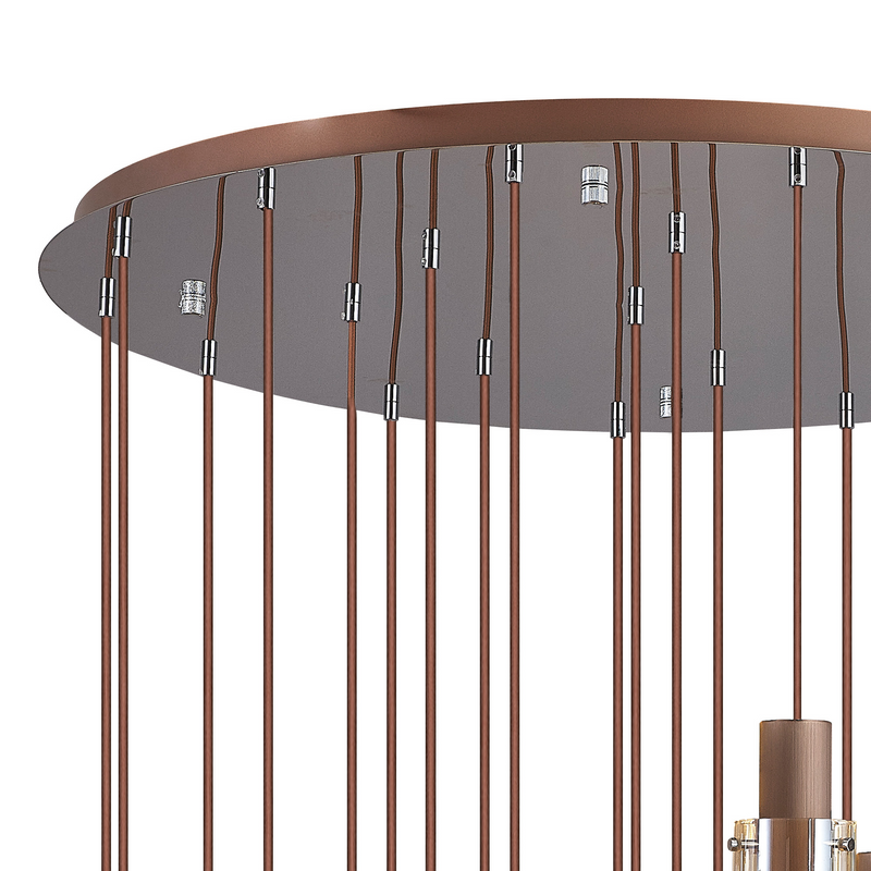 Load image into Gallery viewer, C-Lighting Bridge Slim Round Pendant, 21 Light Adjustable E27, Mocha / Amber Glass - 42737
