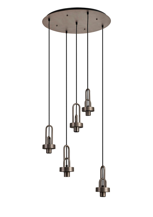 C-Lighting Chisel 2.5m Round Suspension Kit, 5 x E27, Antique Silver - 43827