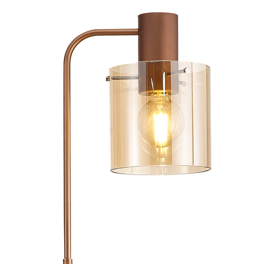 C-Lighting Bridge Large Floor Lamp, 1 Light E27, Mocha / Amber Glass - 47983