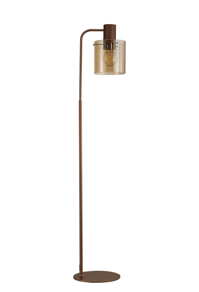 Load image into Gallery viewer, C-Lighting Bridge Large Floor Lamp, 1 Light E27, Mocha / Amber Glass - 47983
