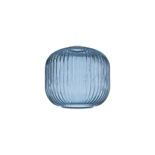 C-Lighting Chisel 20cm Pumpkin Shaped Ribbed Glass, Petrol Blue - 48213