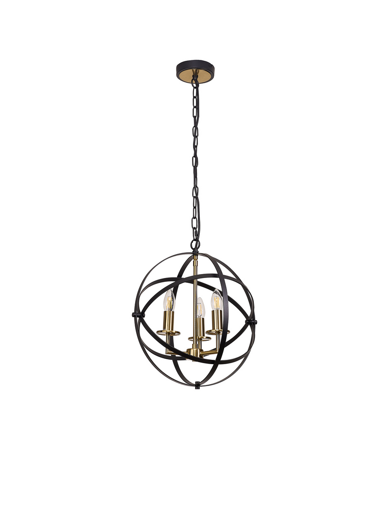 Load image into Gallery viewer, C-Lighting Hoath Pendant, 3 x E14, Black/Gold - 48451

