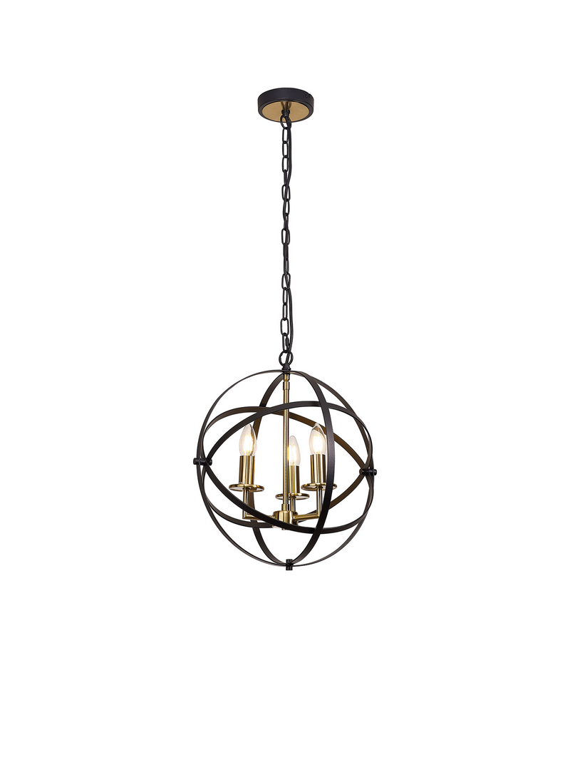 Load image into Gallery viewer, C-Lighting Hoath Pendant, 3 x E14, Black/Gold - 48451
