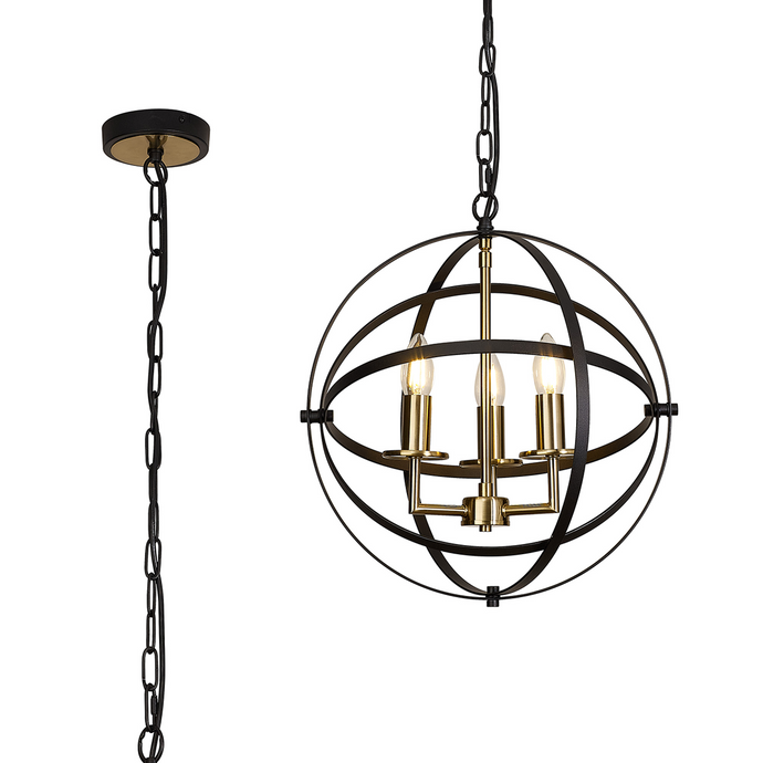 C-Lighting Hoath Pendant, 3 x E14, Black/Gold - 48451