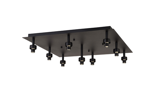 C-Lighting Capel Satin Black Square 9 Light G9 Universal Flush Light, Suitable For A Vast Selection Of Glass Shades - 52071