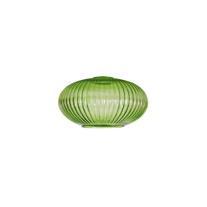 C-Lighting Chisel 20cm Oval Sphere Ribbed Glass, Green - 52102