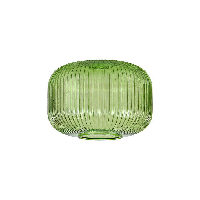 C-Lighting Chisel 25cm Pumpkin Shaped Ribbed Glass, Green - 57229