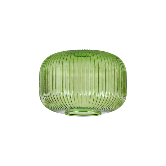 C-Lighting Chisel 25cm Pumpkin Shaped Ribbed Glass, Green - 57229