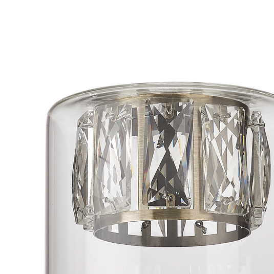 C-Lighting Capel 120x110mm Double Crystal Glass, Clear Glass Outer And Antique Brass / Clear Crystal Inner Shade - 57272