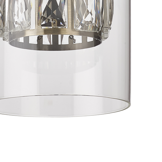 C-Lighting Capel 120x110mm Double Crystal Glass, Clear Glass Outer And Antique Brass / Clear Crystal Inner Shade - 57272