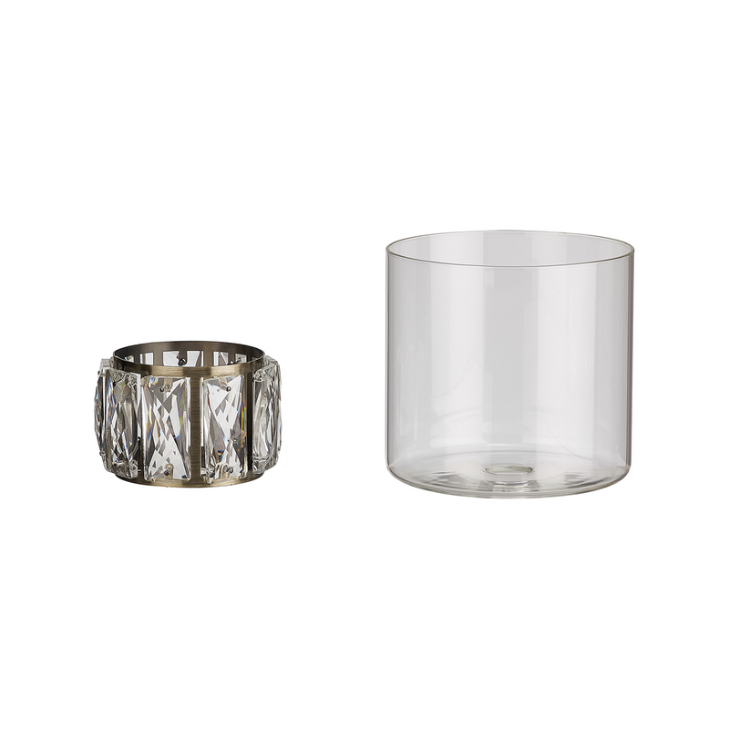 Load image into Gallery viewer, C-Lighting Capel 120x110mm Double Crystal Glass, Clear Glass Outer And Antique Brass / Clear Crystal Inner Shade - 57272
