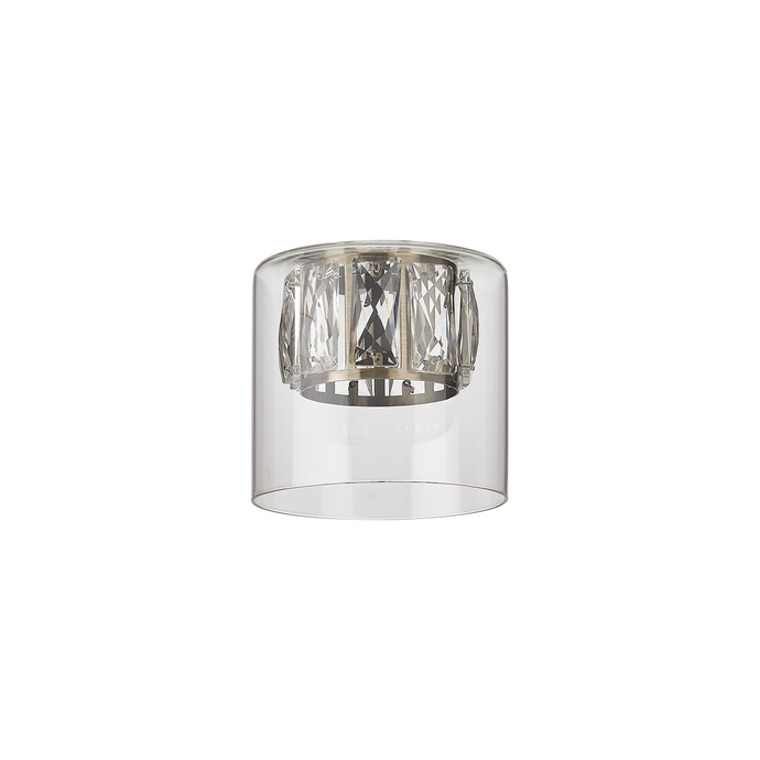 C-Lighting Capel 120x110mm Double Crystal Glass, Clear Glass Outer And Antique Brass / Clear Crystal Inner Shade - 57272