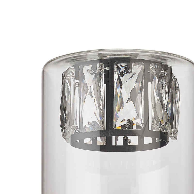 Load image into Gallery viewer, C-Lighting Capel 120x110mm Double Crystal Glass, Clear Glass Outer And Satin Black / Clear Crystal Inner Shade - 57273
