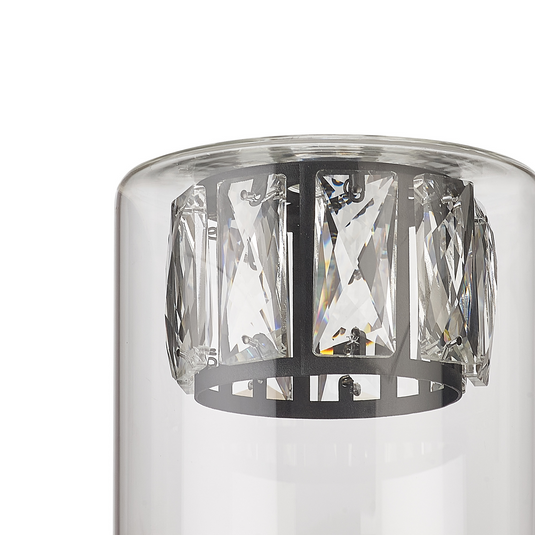 C-Lighting Capel 120x110mm Double Crystal Glass, Clear Glass Outer And Satin Black / Clear Crystal Inner Shade - 57273