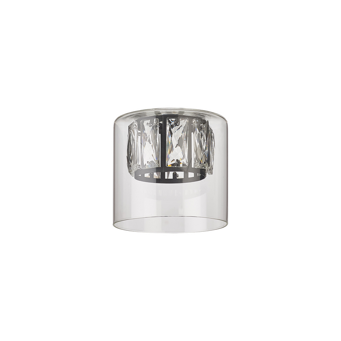 C-Lighting Capel 120x110mm Double Crystal Glass, Clear Glass Outer And Satin Black / Clear Crystal Inner Shade - 57273