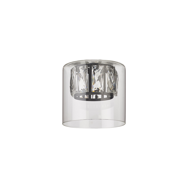 Load image into Gallery viewer, C-Lighting Capel 120x110mm Double Crystal Glass, Clear Glass Outer And Satin Black / Clear Crystal Inner Shade - 57273
