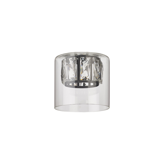 C-Lighting Capel 120x110mm Double Crystal Glass, Clear Glass Outer And Satin Black / Clear Crystal Inner Shade - 57273