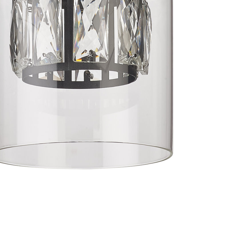 Load image into Gallery viewer, C-Lighting Capel 120x110mm Double Crystal Glass, Clear Glass Outer And Satin Black / Clear Crystal Inner Shade - 57273
