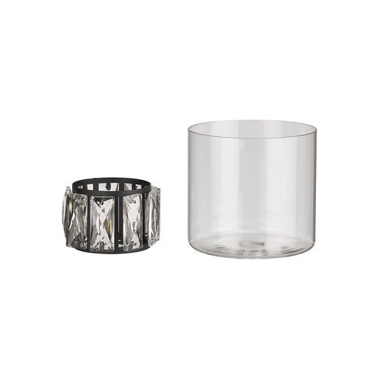 C-Lighting Capel 120x110mm Double Crystal Glass, Clear Glass Outer And Satin Black / Clear Crystal Inner Shade - 57273