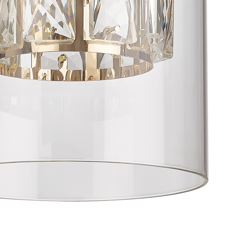 Load image into Gallery viewer, C-Lighting Capel 120x110mm Double Crystal Glass, Clear Glass Outer And French Gold / Clear Crystal Inner Shade - 57275
