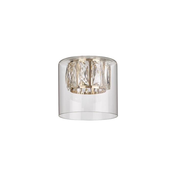 C-Lighting Capel 120x110mm Double Crystal Glass, Clear Glass Outer And French Gold / Clear Crystal Inner Shade - 57275