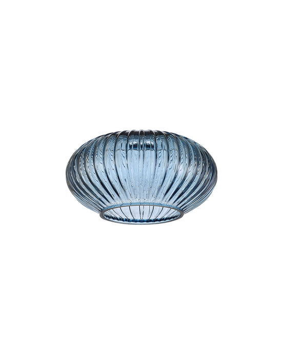 C-Lighting Capel 160x90mm Oval Sphere Ribbed Petrol Blue Glass Shade - 57283