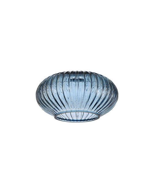 C-Lighting Capel 160x90mm Oval Sphere Ribbed Petrol Blue Glass Shade - 57283