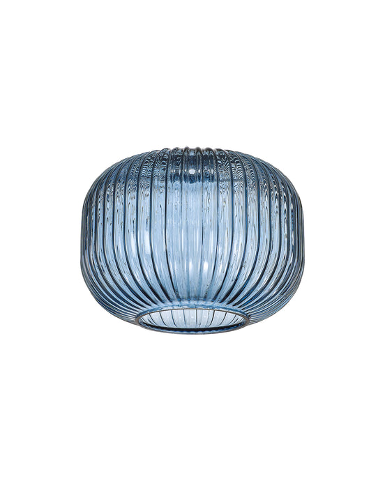 C-Lighting Capel 180x130mm Pumpkin Shaped Ribbed Petrol Blue Glass Shade - 57289