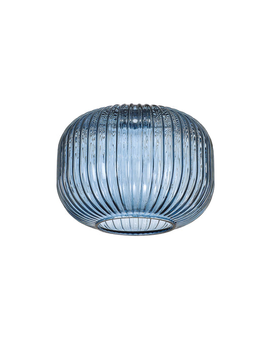 C-Lighting Capel 180x130mm Pumpkin Shaped Ribbed Petrol Blue Glass Shade - 57289