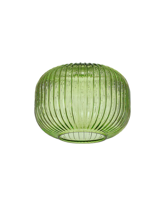 C-Lighting Capel 180x130mm Pumpkin Shaped Ribbed Green Glass Shade - 57292