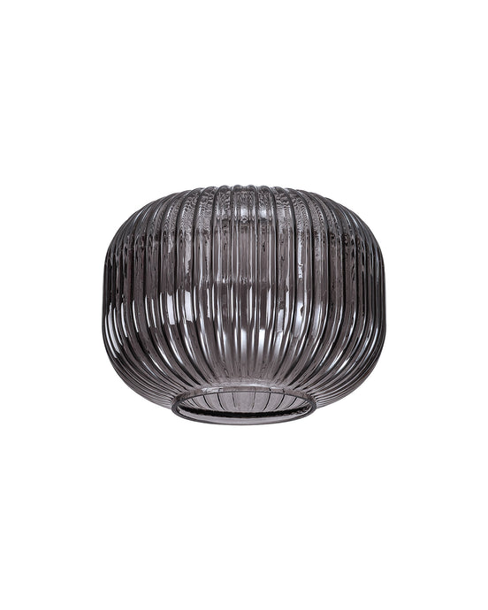 C-Lighting Capel 180x130mm Pumpkin Shaped Ribbed Smoked Glass Shade - 57294