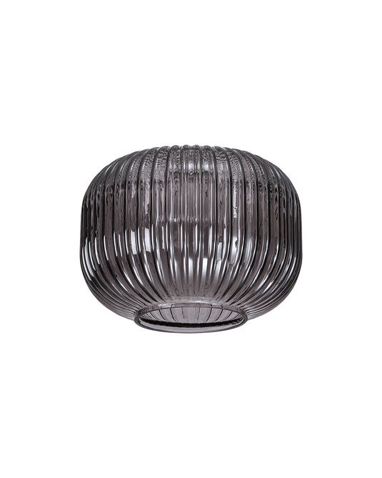 C-Lighting Capel 180x130mm Pumpkin Shaped Ribbed Smoked Glass Shade - 57294