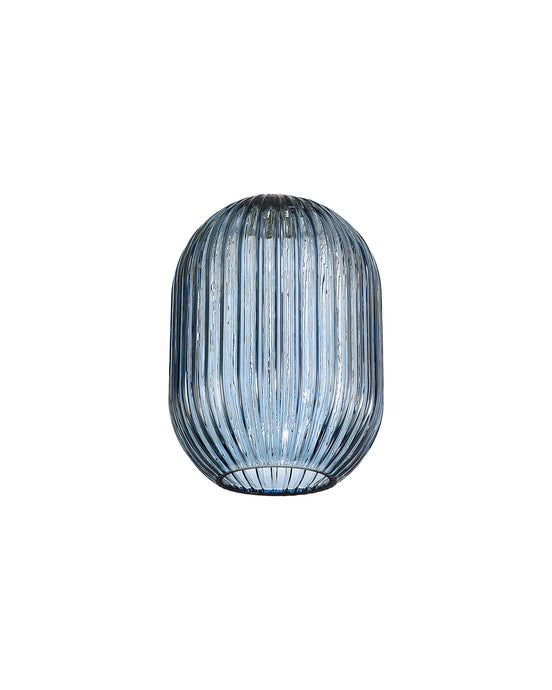 C-Lighting Capel 120x165mm Almond Ribbed Petrol Blue Glass Shade - 57295