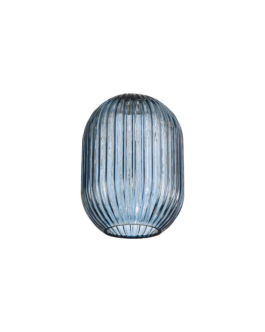 C-Lighting Capel 120x165mm Almond Ribbed Petrol Blue Glass Shade - 57295